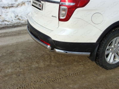Защита задняя овальные уголки 75х42 мм ТСС для Ford Explorer 2011-2015