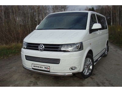Защита передняя овальная 75х42 мм ТСС для Volkswagen Multivan/Caravelle 2009-2015