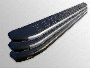 Пороги алюминиевые ТСС с накладкой для Mitsubishi Pajero Sport № MITPASPOR10-06AL