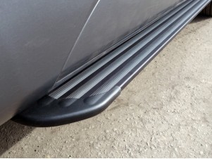 Пороги алюминиевые Slim Line Black для Ford Explorer № FOREXPL12-23B