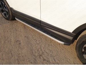 Пороги алюминиевые ТСС с накладкой сервые для Honda CR-V № HONCRV17-25GR