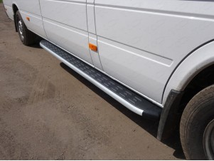 Порог алюминиевый ТСС с накладкой для Mercedes-Benz Sprinter № MERSPR14-06AL